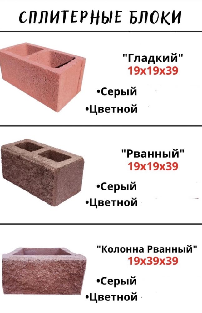 Сплитерные блоки, Рванные блоки, Колонны, Шапки для забора, Бордюры