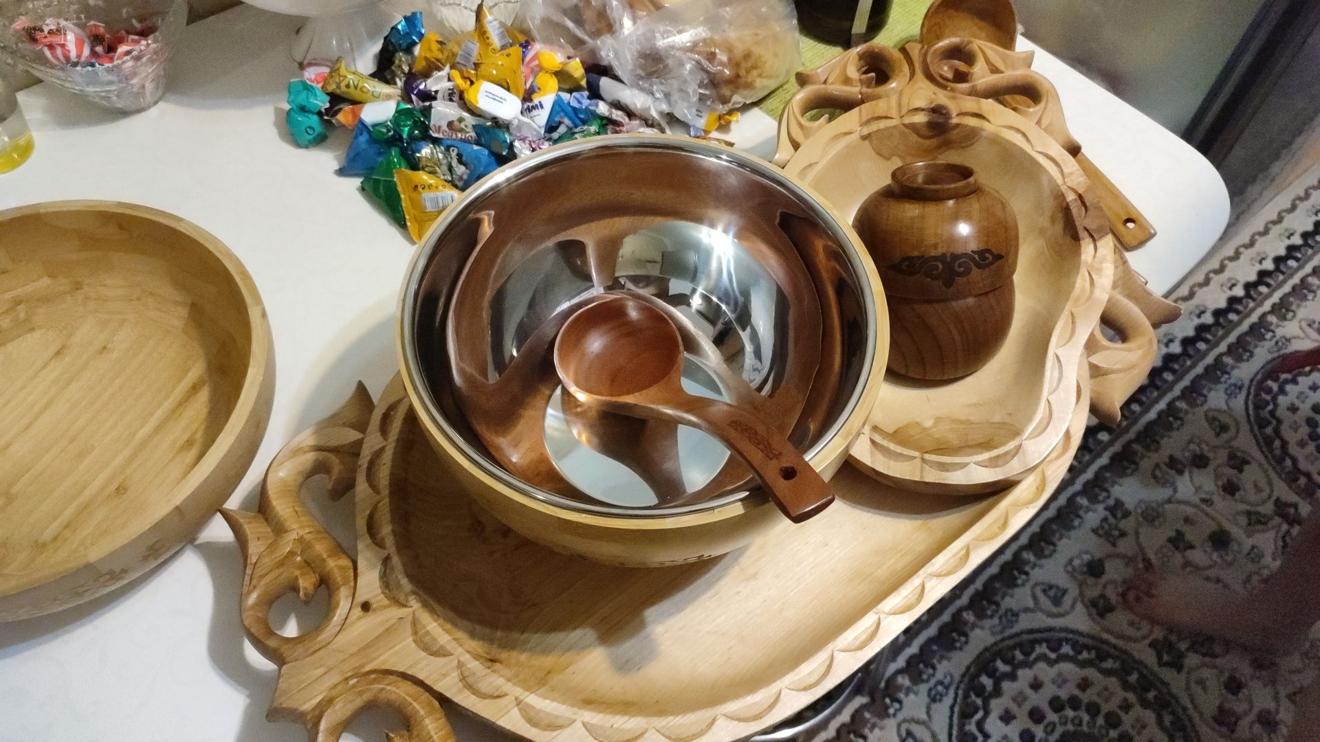 Аренда,прокат,деревянная посуда,астау,табак,кесе,кымыз набор,бешпармак