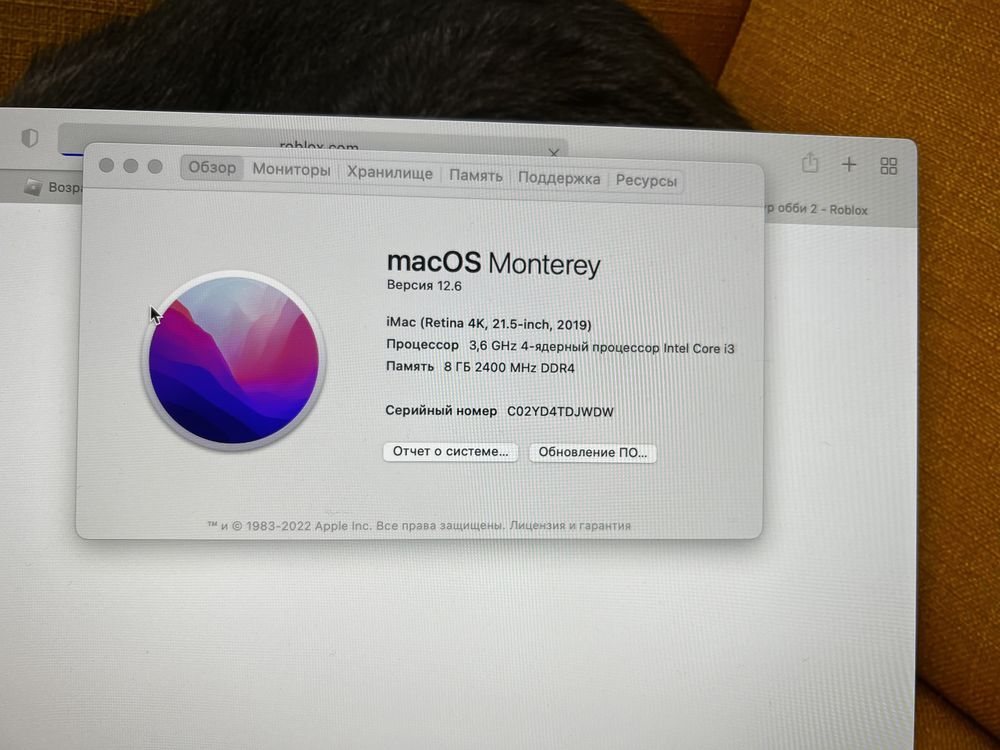 iMac, retina 4K, 21,5 inch, 2019, 8ГБ, 1 Терабайт хранилища.