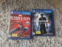 Игры на PS4, человек паук и uncharted 4