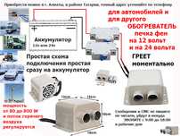 Автомобильный обогреватель-фен. Доп. АВТО-ПЕЧКА в машину 12 и 24 вольт