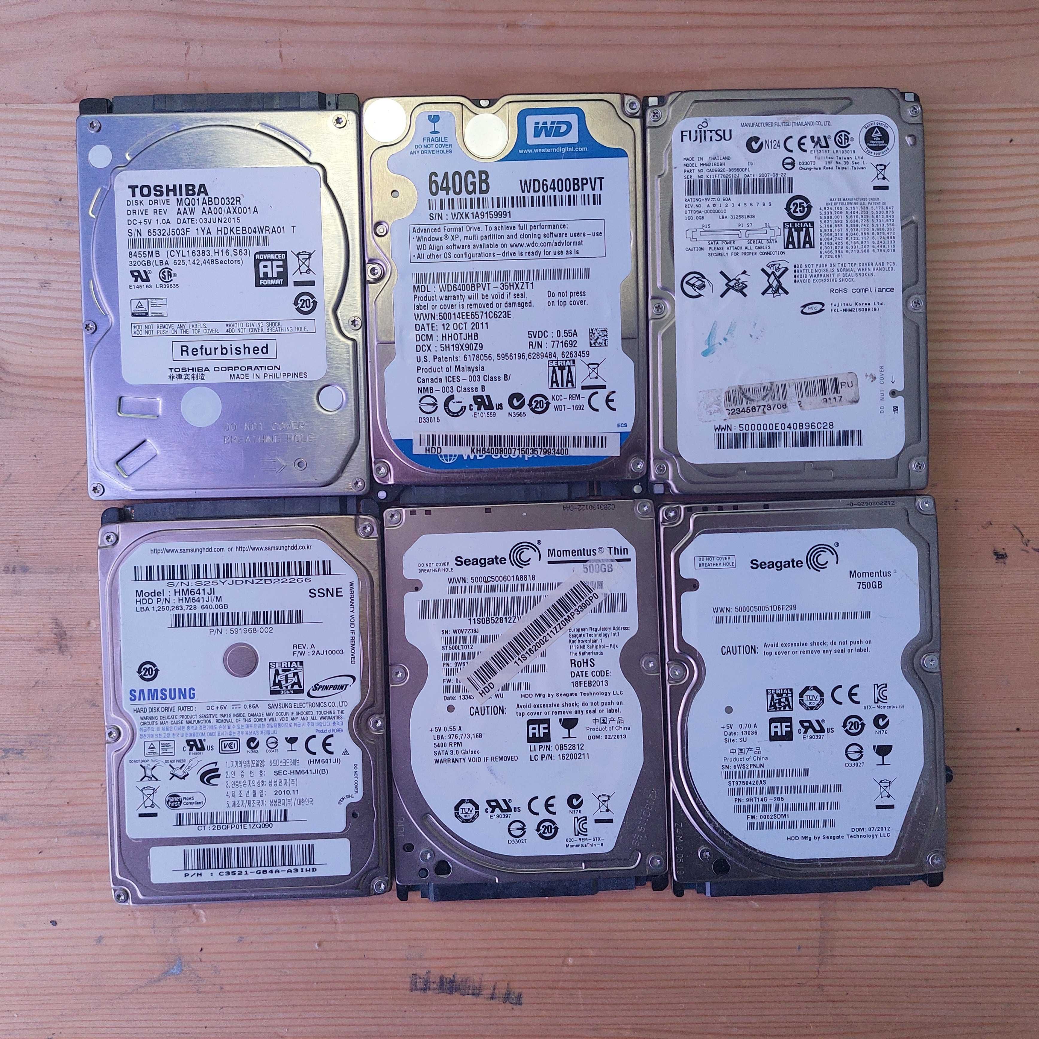HDD 1 TB, 3 TB, 4 TB (3.5''), HDD 640 GB, 500 GB, 320 GB (2.5'') и др.