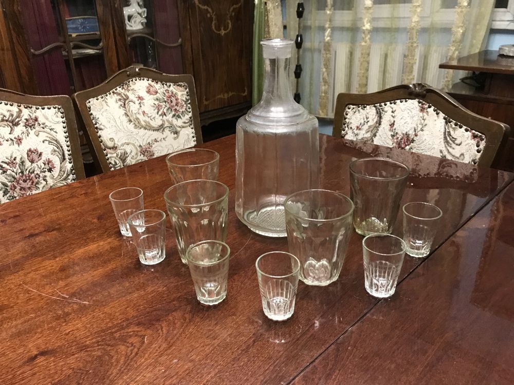 Графин гранённый с рюмками и стаканами СССР Советский Ретро Винтаж