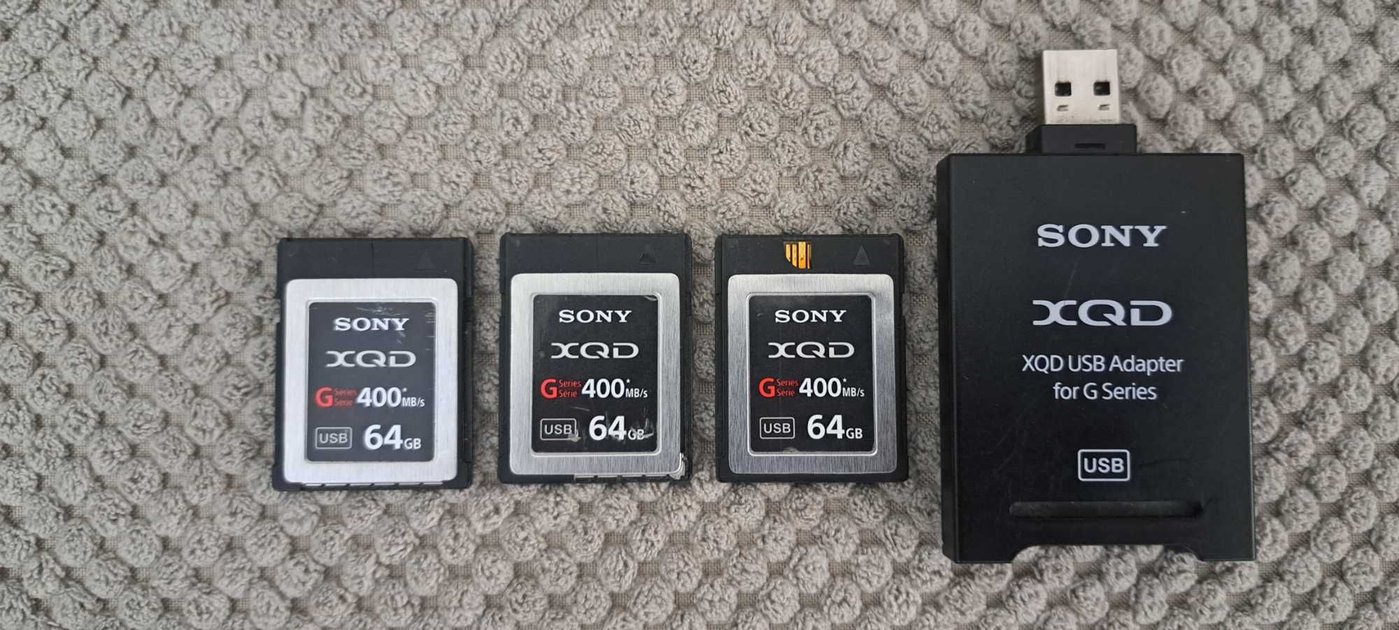 4K Sony XQD 3 по 64 ГБ и Card Reader