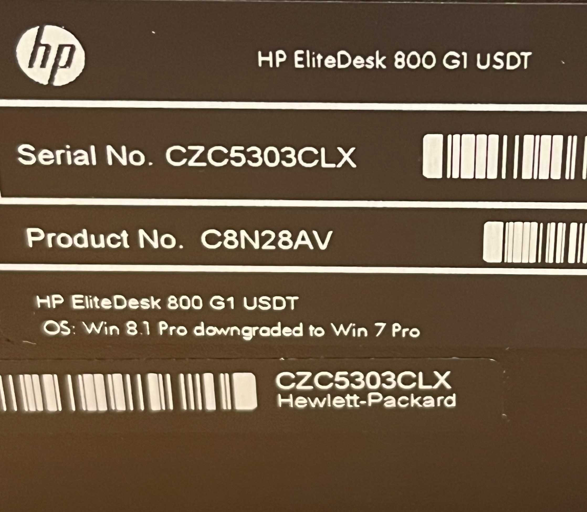 HP EliteDesk 800 G1 USDT. Core i5-4590S 3.0/3.7 GHz. 8/128 GB