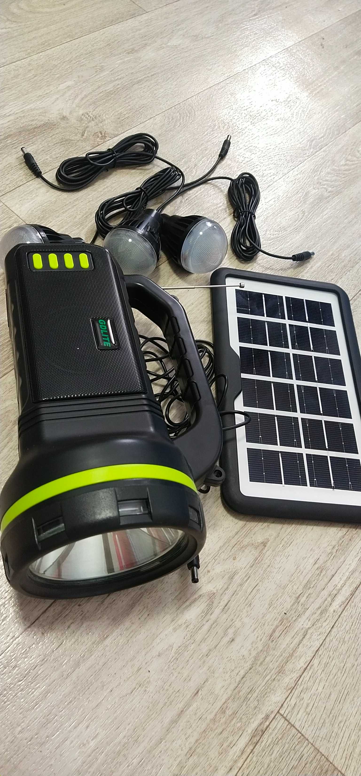 Фонарь Солнечная Панель Зарядка,Power Банк,Led Лампы,Прожектор Jbl кол