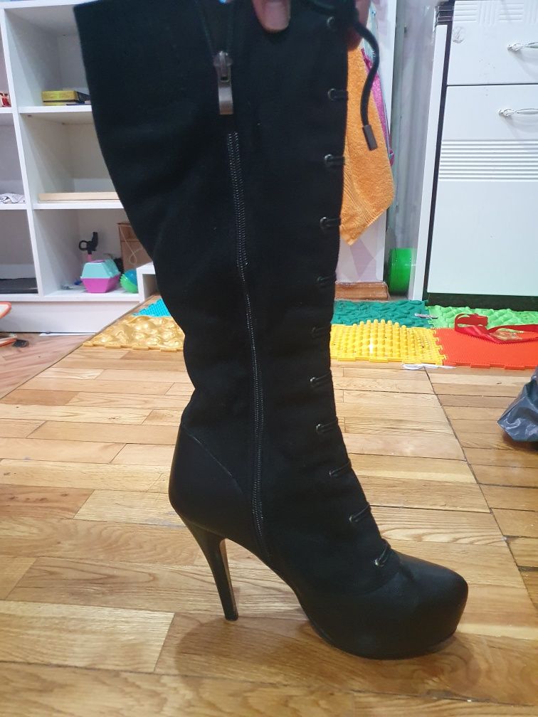 Зимние женские сапоги, 100% натуральные замша, кожа и мех