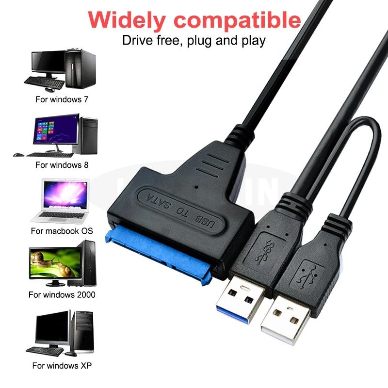 Переходник USB 3.0 на SATA 3 для HDD 3.5, HDD 2.5 и SSD. Алматы.
