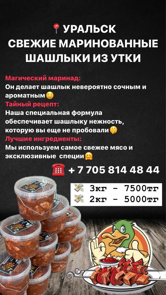 Маринованный шашлык из утки (филе)