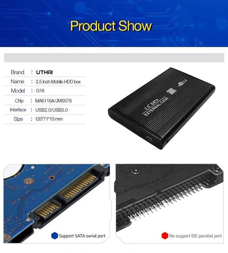 Новый Внешний бокс для жесткого диска UTHAI Sata 2,5 дюйма USB3.0
