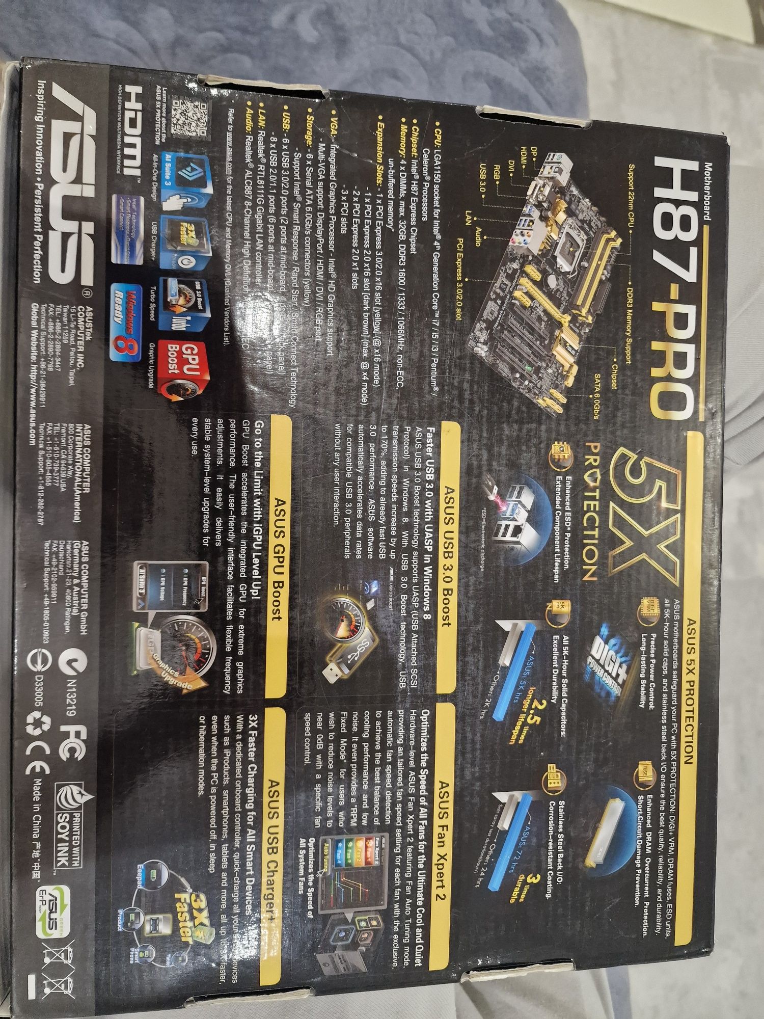 Продам в сборе, Asus H87 Pro 1150 + i5 4570 , 8 gb ram 1600Mhz,