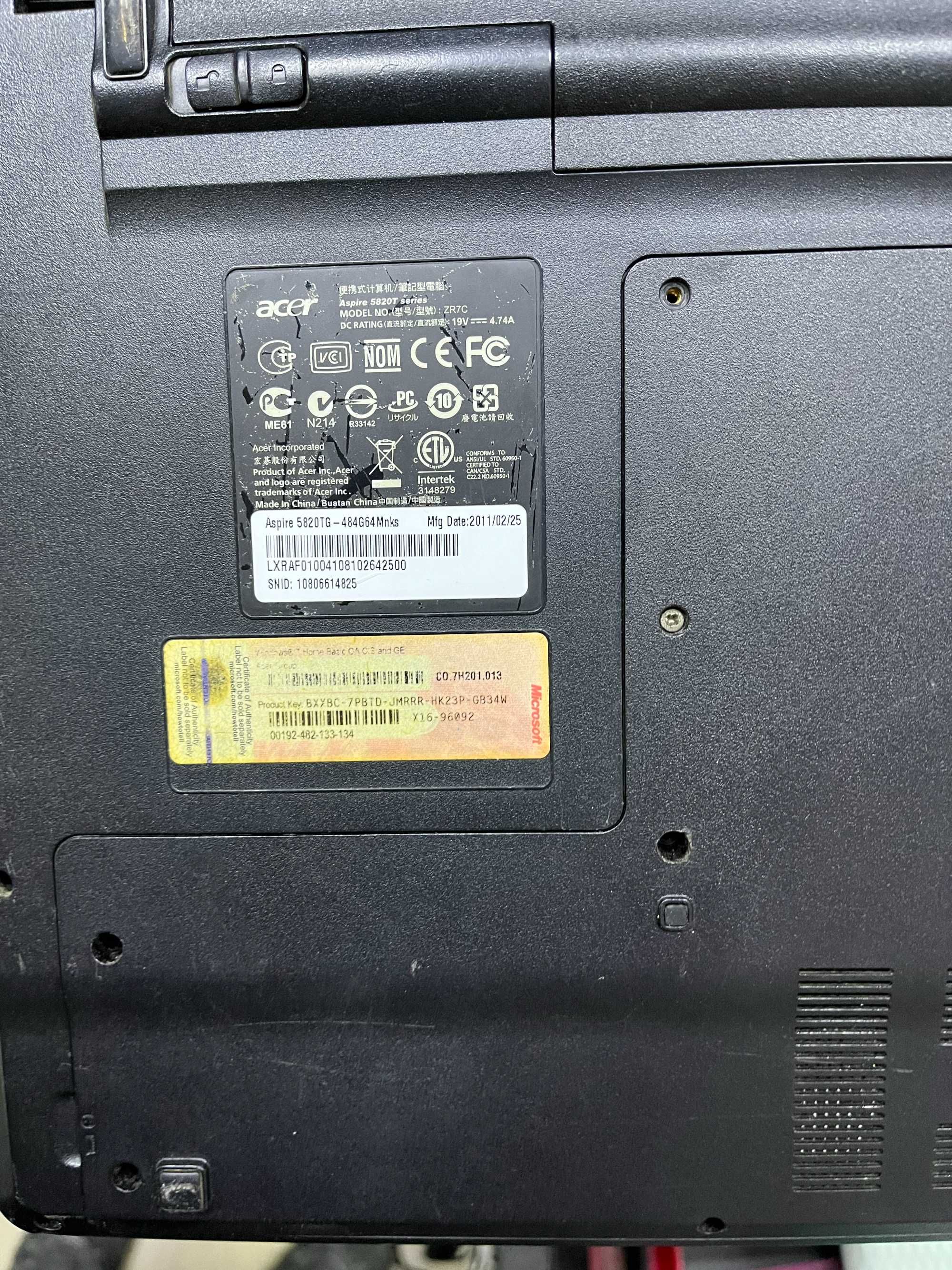 Ноутбук Acer Aspire 5820T zr7c