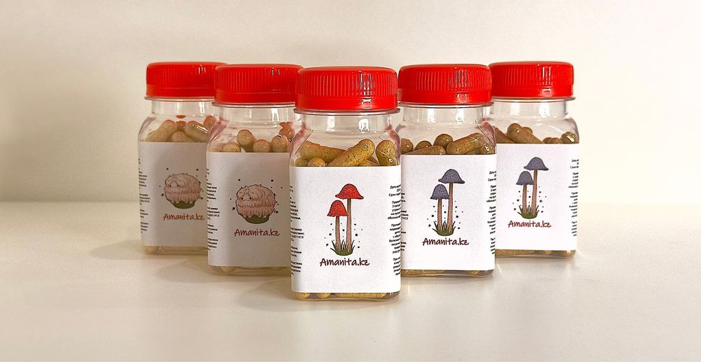 Ежовик гребенчатый в капсулах плодовые тела Amanita.kz 60 капсул