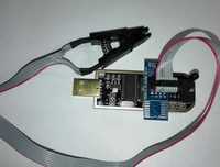 USB программатор 24 EEPROM и 25 SPI Flash на чипе CH341A + Прищепка