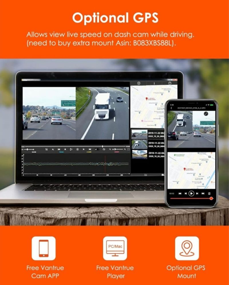 Видеорегистраторы новые VANTRUE X4s черный