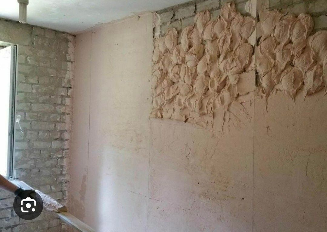 Штукатурка из гипсовая и кафель кабыргага жабыстырамыз.
