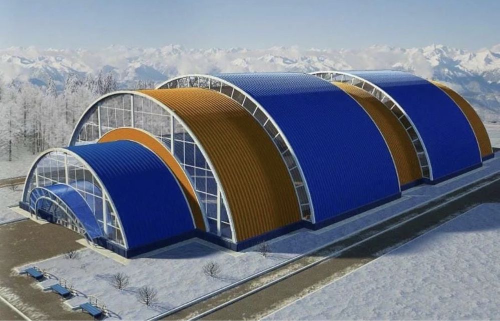 Бескаркасный Ангар арочный Зернохранилище Арка Купольный Спортзал