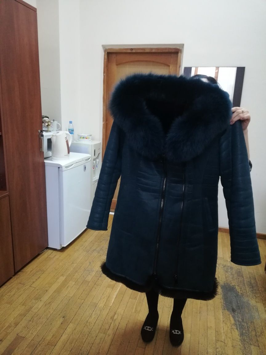 Продам дублёнку, цвет изумруд, теплая