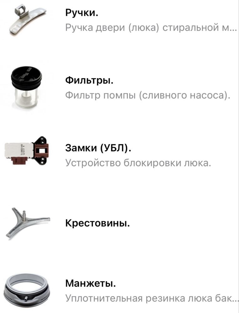 Запчасти на стиральную машину