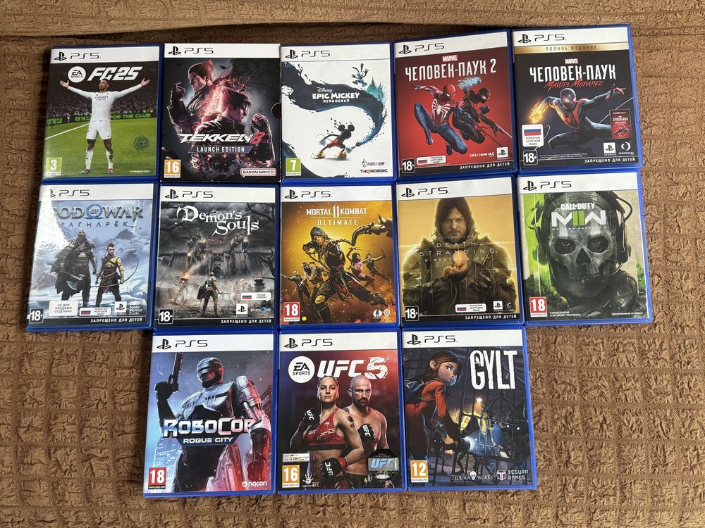 Диски игры для playstation 5 ps 4,Tekken 8,FC25,Demons Souls,микимаус