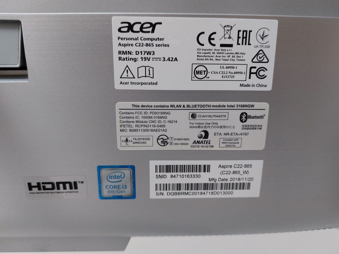 Моноблок Acer c22 865