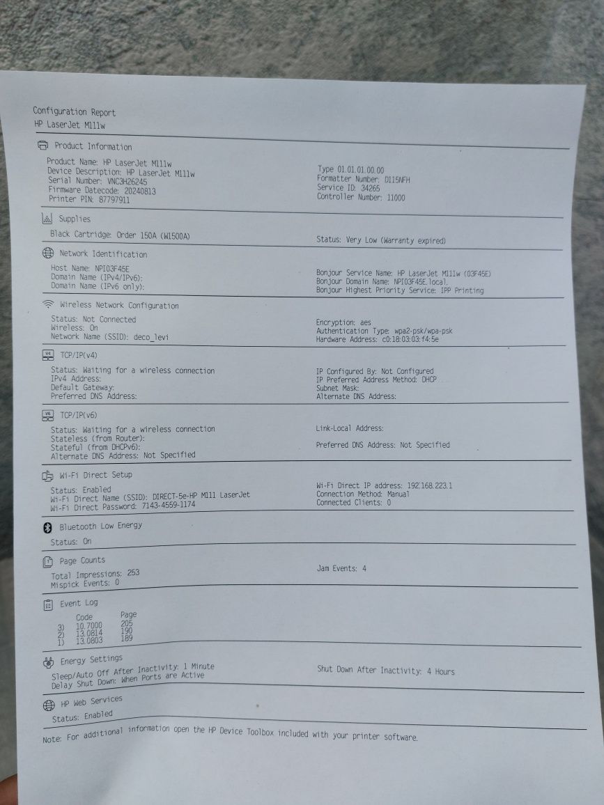 HP LaserJet M111w
Принтер wi-fi