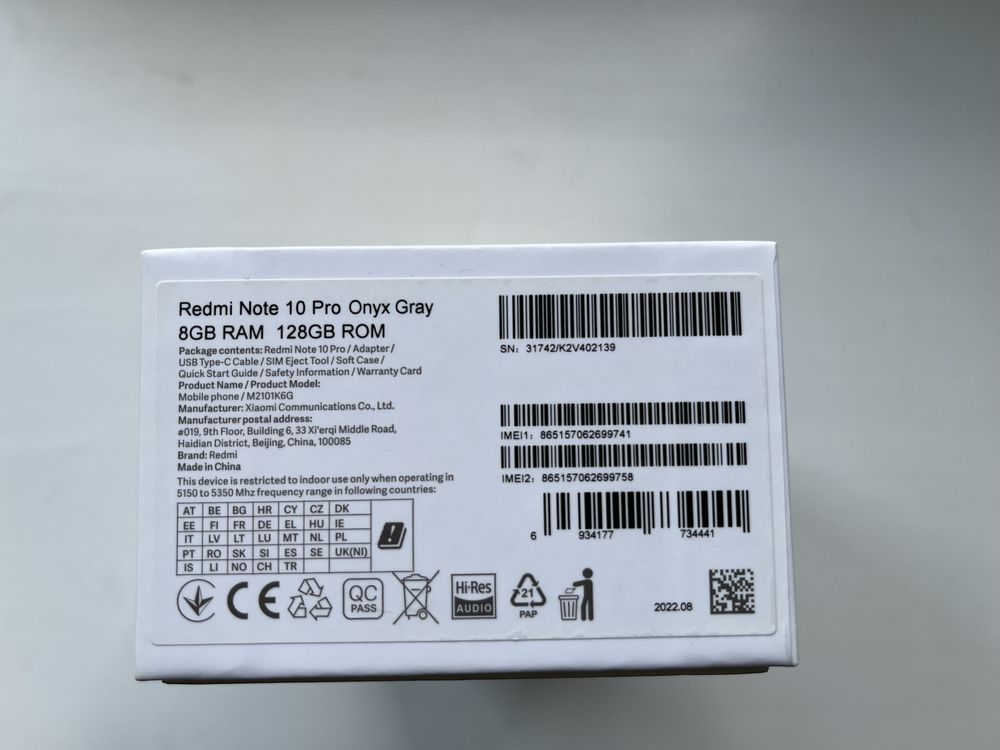 Xiaomi Redmi Note 10 Pro 8 ГБ/128 ГБ серый.