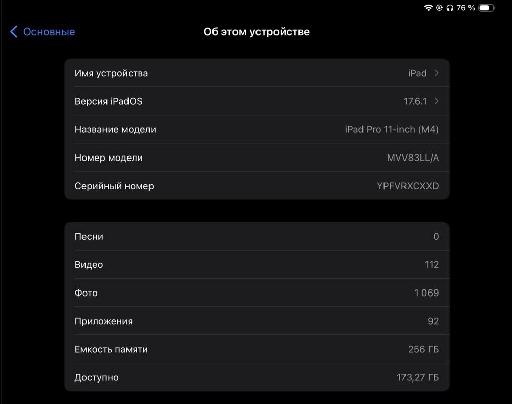 Продам Apple IPad Pro 2024 M4, Wi-Fi 11 дюймов, 8Gb/256Gb, Black