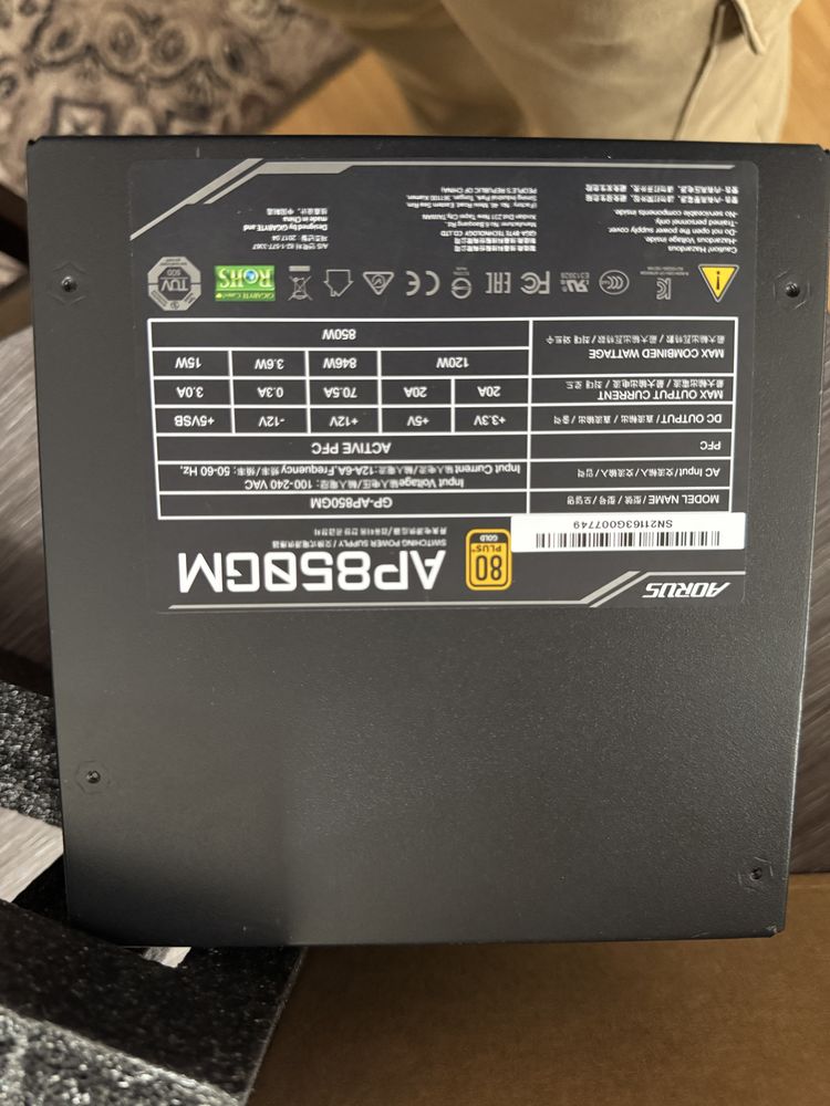 Блок питания GIGABYTE Aorus GP-AP850GM 850W