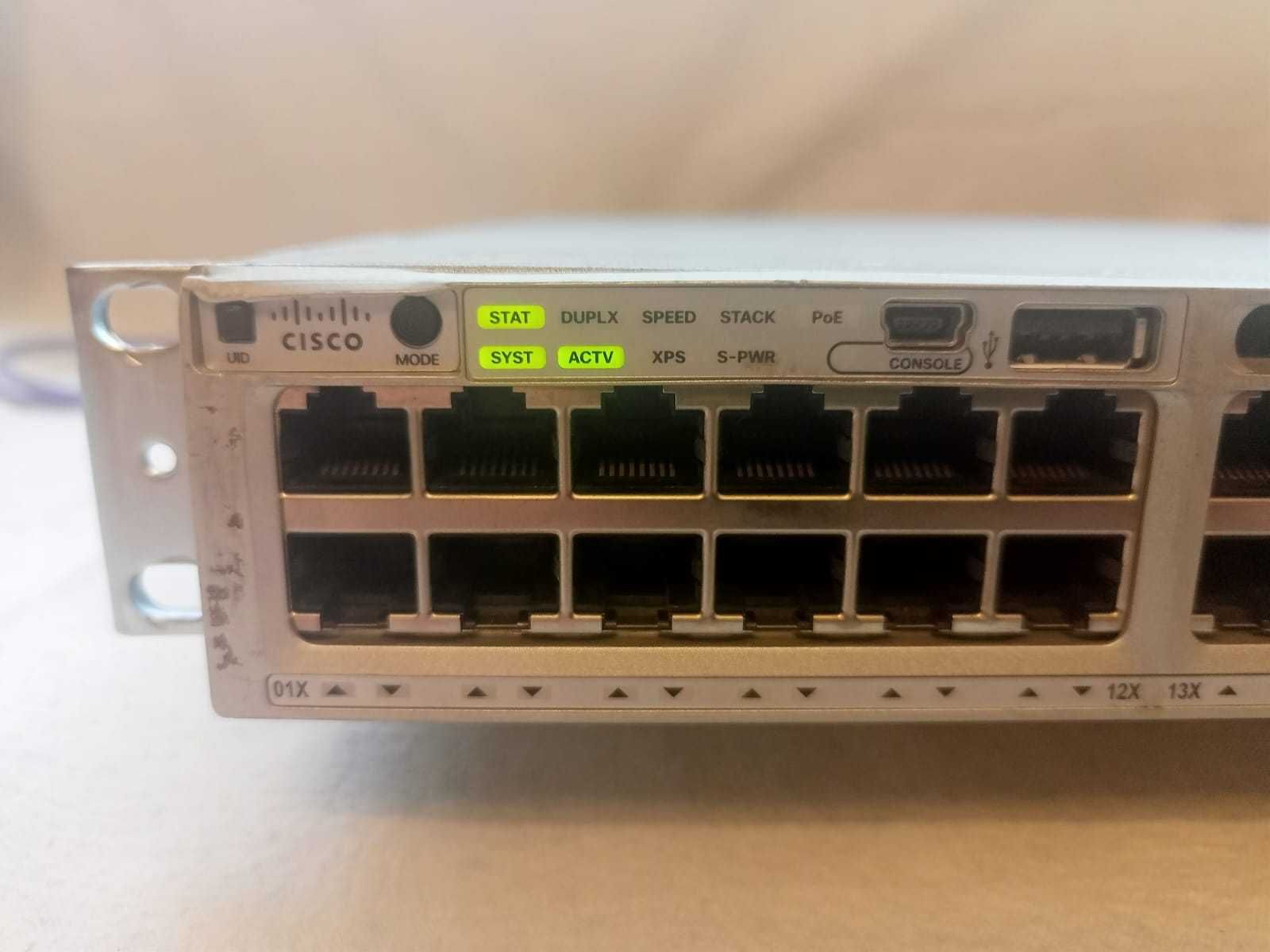 Коммутатор Cisco WS-C3850-12X48U-S, MultiGigabit, SFP+, UPOE, Layer 3