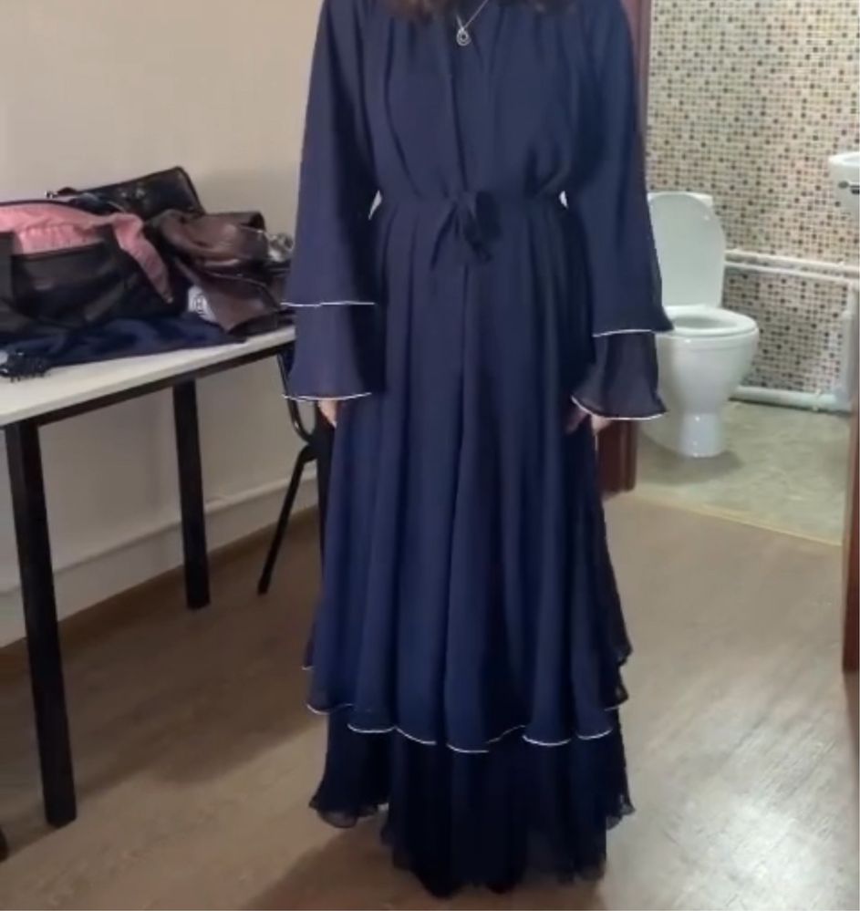 Абайка ярусная с палантином, с поясом и с платьем