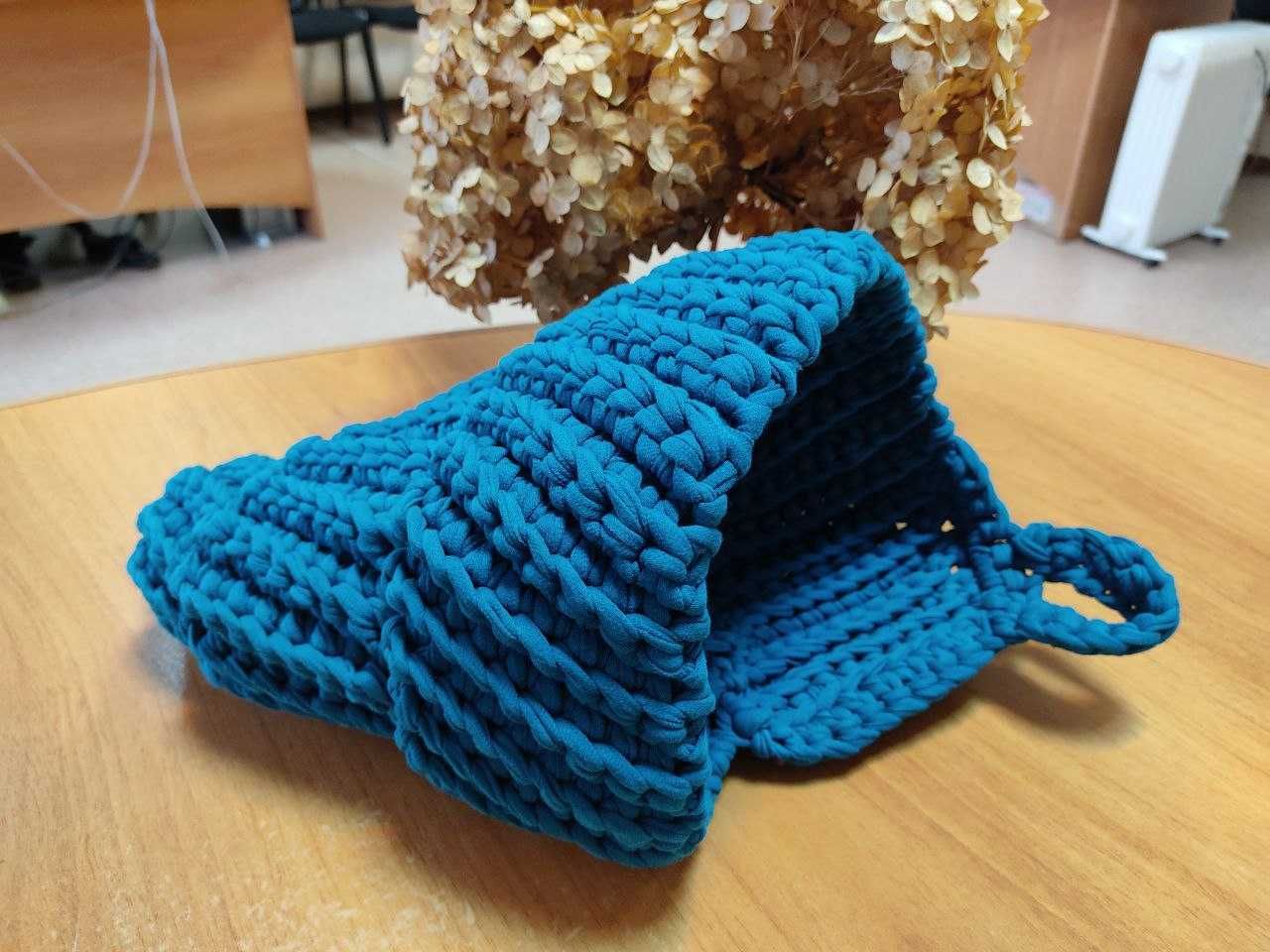 Корзина ракушка из трикотажной пряжи