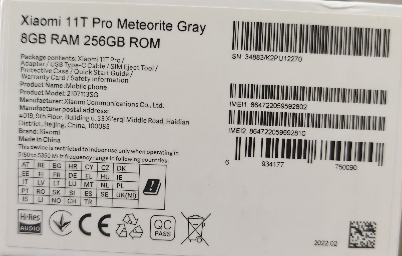 Xiaomi 11T Pro 256GB