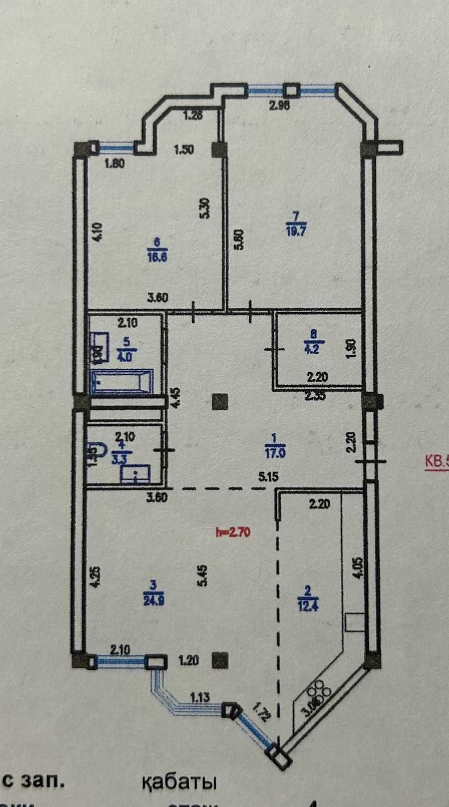 3-комнатная квартира,106 м², 4/10 этаж, жк Кок жер. ул Янушкевича,17