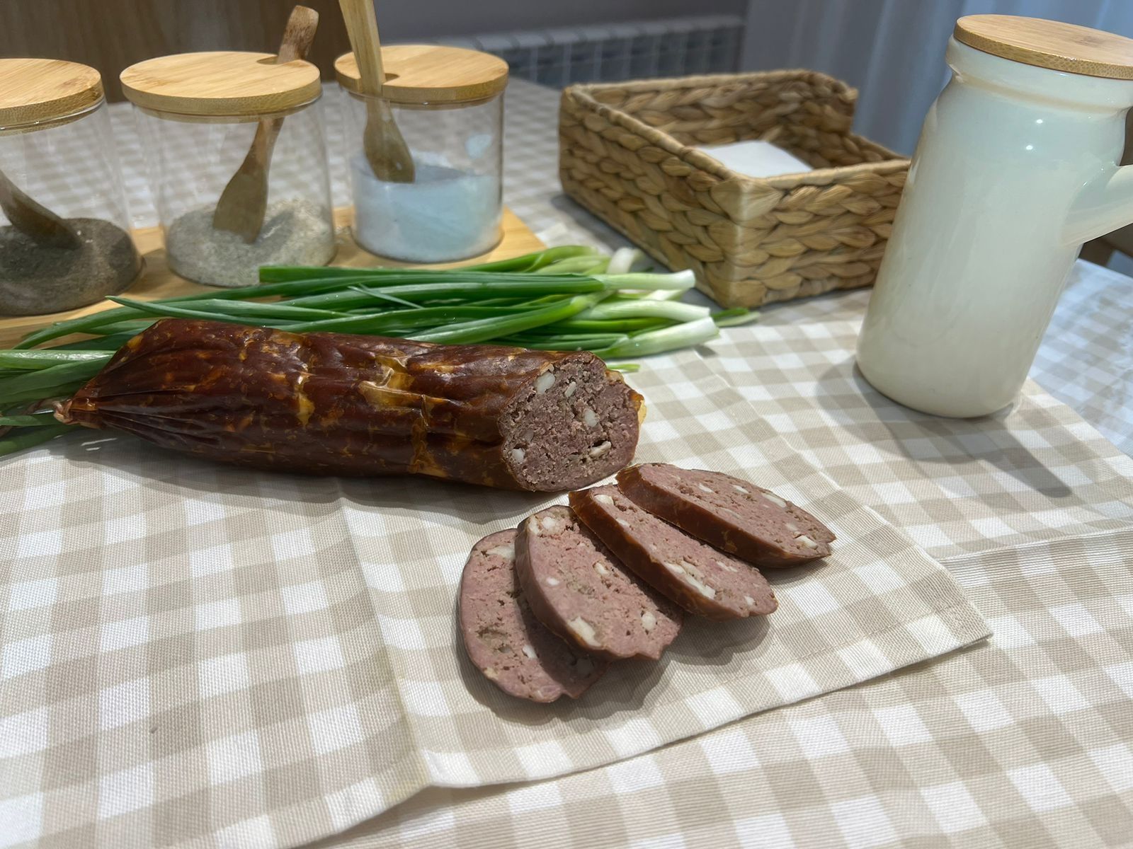 Колбаса курдюк курица казы домашнего копчения