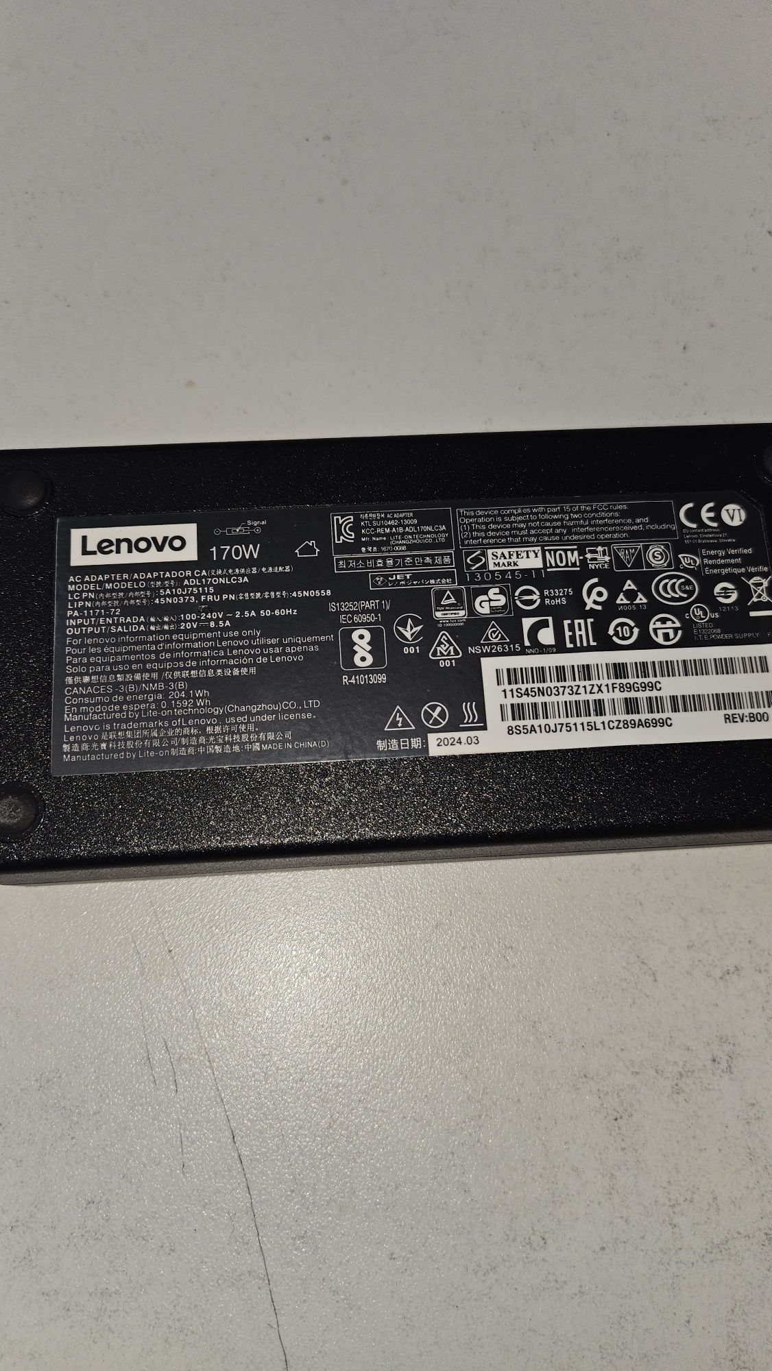 Зарядка lenovo с прямоугольным разъёмом 170W