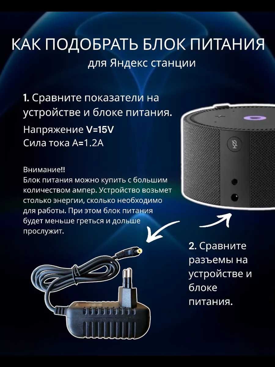 Блок питания для Алисы мини 15V 1.2A 4.0х1.7