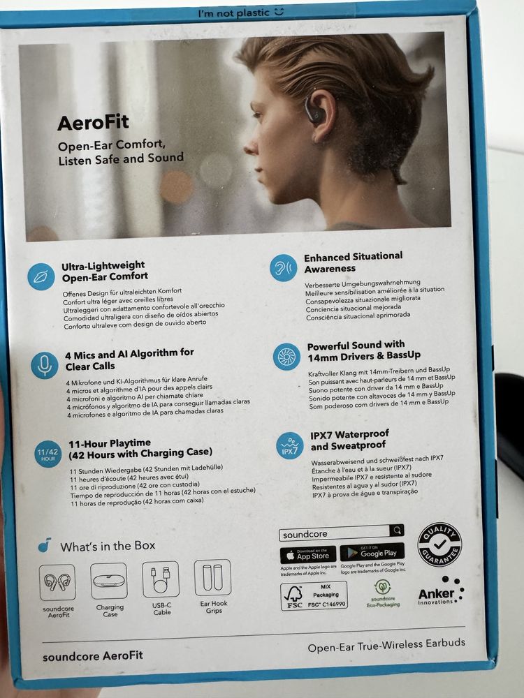 Наушники Soundcore AeroFit (состояние как новые)