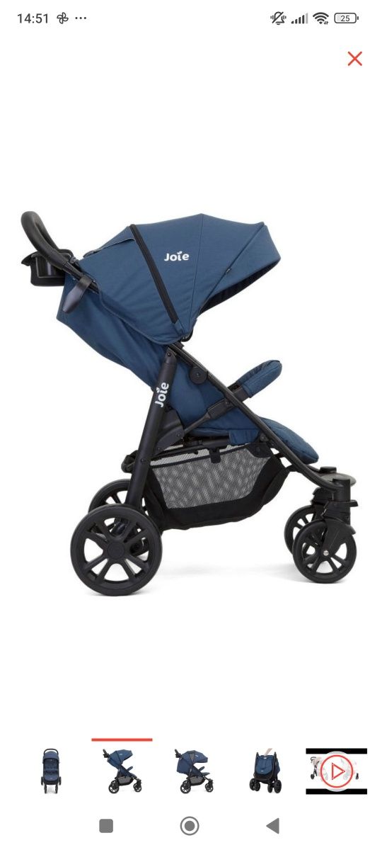 Коляска прогулочная Joie Litetrax 4, синий цвет
