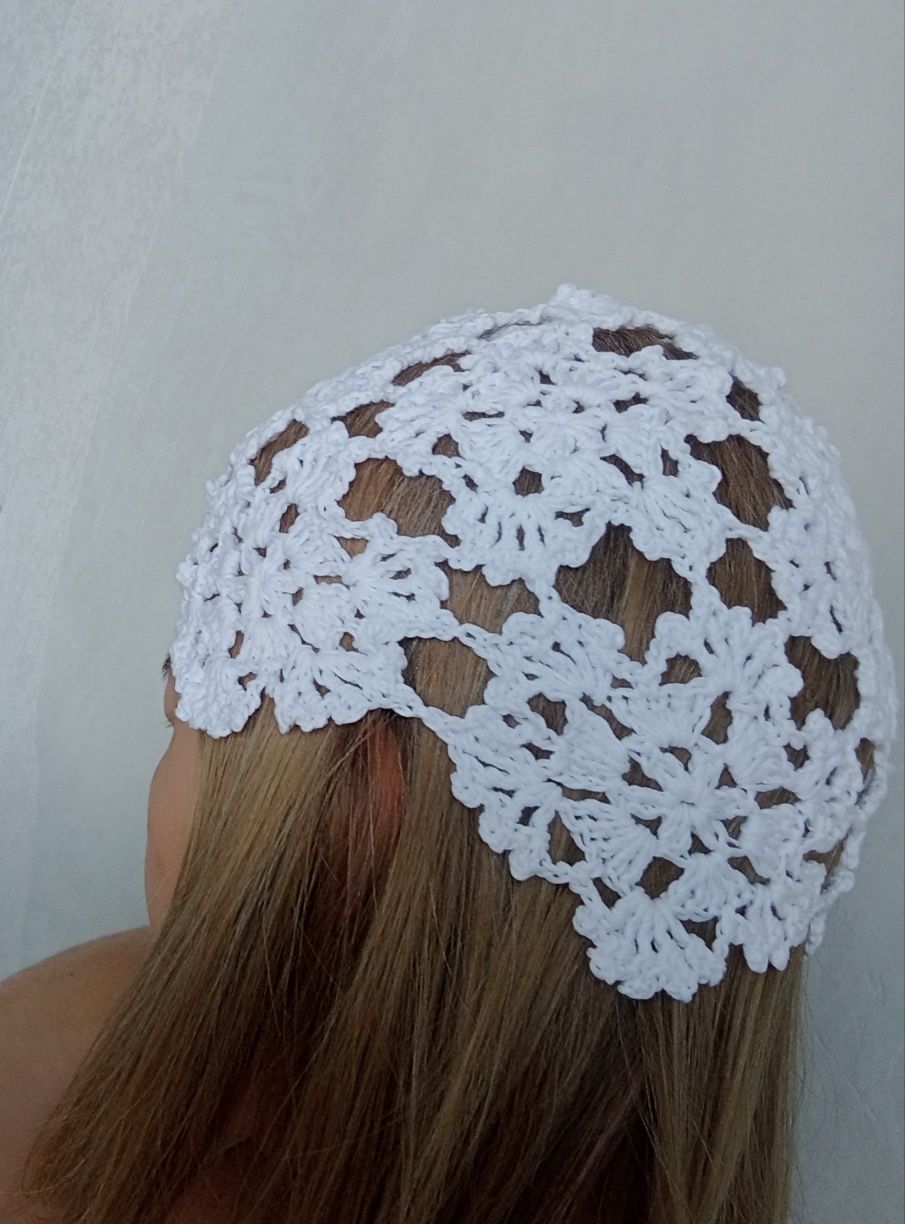 Шапочка крючком из хлопка
