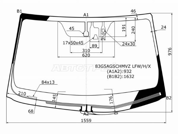 Стекло лобовое с обогревом щеток + дд + камера TOYOTA HIGHLANDER 14-16