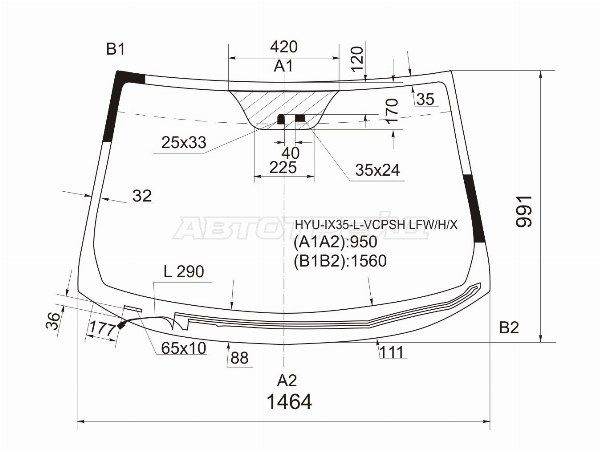 Стекло лобовое с обогревом щеток + дд HYUNDAI TUCSON/IX35 10-15 Hyunda