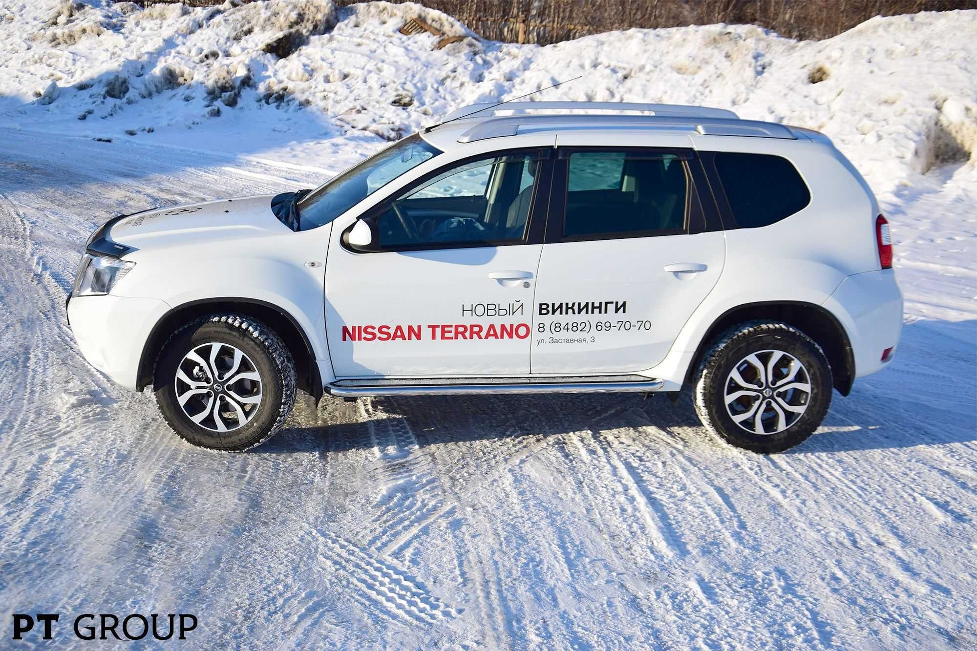 Защита порогов с алюм. площадкой для NISSAN Terrano от 2014 г.в.