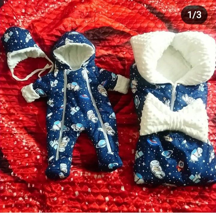 Продам комплект на выписку зимний, синий новый комплект