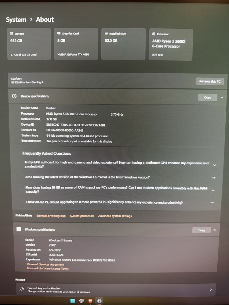 Игровой ПК RTX 4060 + монитор Samsung 165Гц, +остальное все комплект