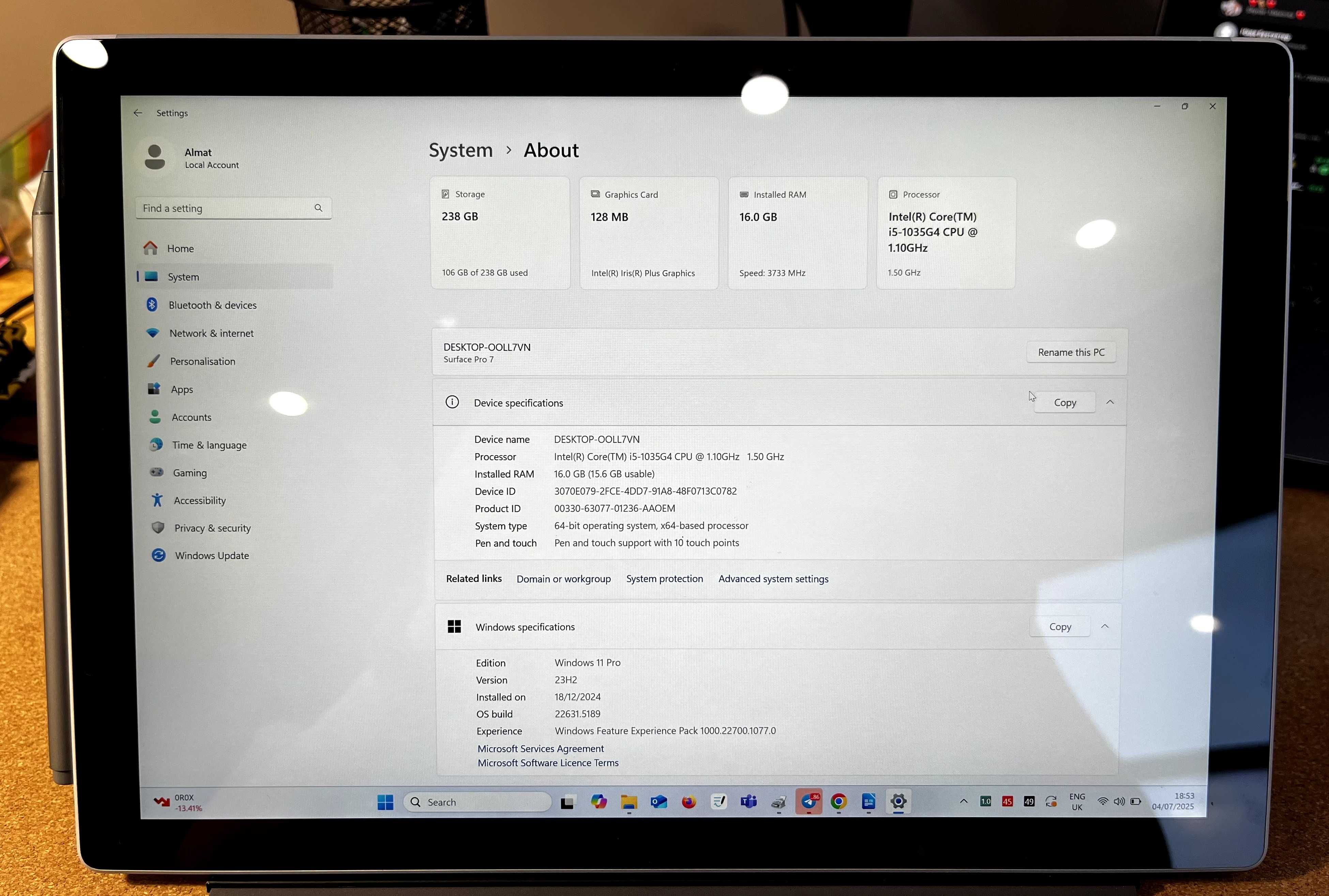 Планшет Microsoft Surface Pro 7, i5-1035G4, 16/256