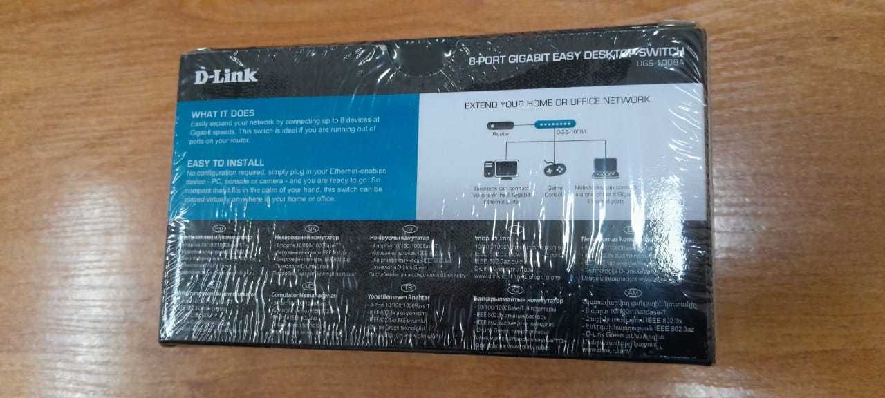 новый гигабитный свитч Switch 8 port D-Link DGS-1008A/F1A