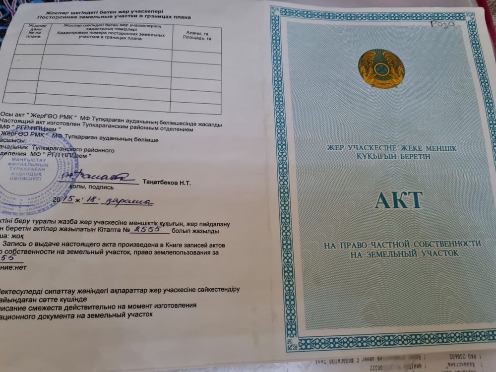 Сайын Шапағатов елді мекенінен 15 соток жер сатылады