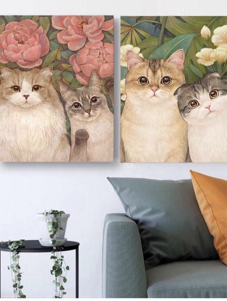 Картина по номерам с котятами,размер 50x40см,