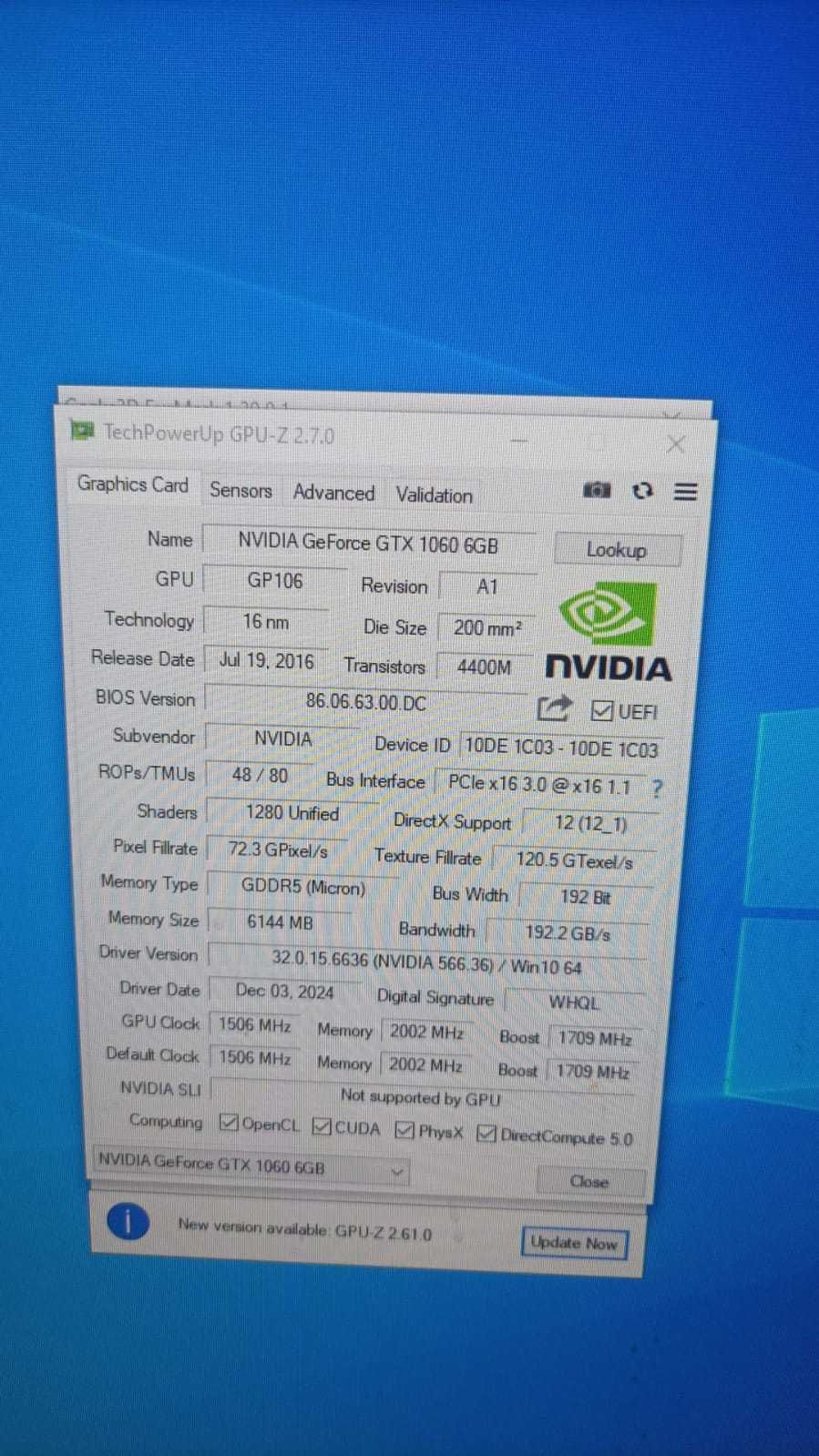 Продается игровой компьютер i7 4790/видеокарта GTX 1060 6Gb JetStream